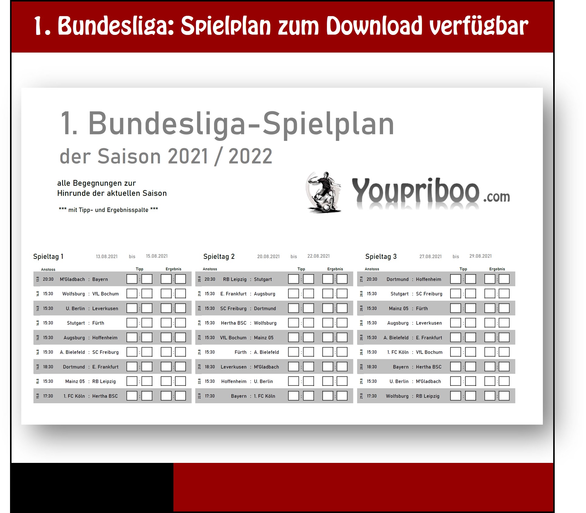 1. Bundesliga-Spielplan 2021-2022 Rückrunde